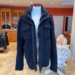 Abercrombie & Fitch navy blue military jacket Y2K vintage